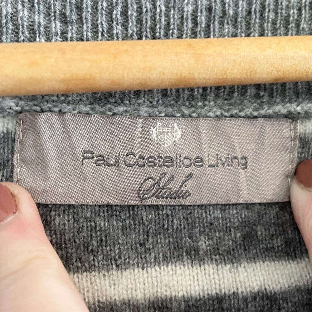 Paul Costelloe Cashmere Wool Striped Boat Neck Knit Sweater Nautical Coastal S - Picture 4 of 13